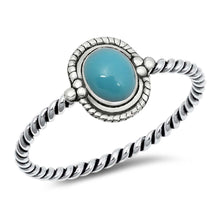 Load image into Gallery viewer, Sterling Silver Oxidized Oval With Turquoise Stone Ring