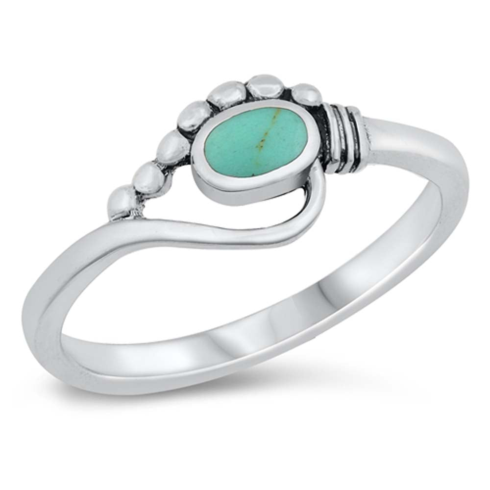 Sterling Silver Simulated Turquoise Stone Ring