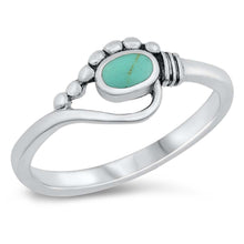 Load image into Gallery viewer, Sterling Silver Simulated Turquoise Stone Ring