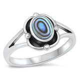 Sterling Silver Oxidized Abalone Ring