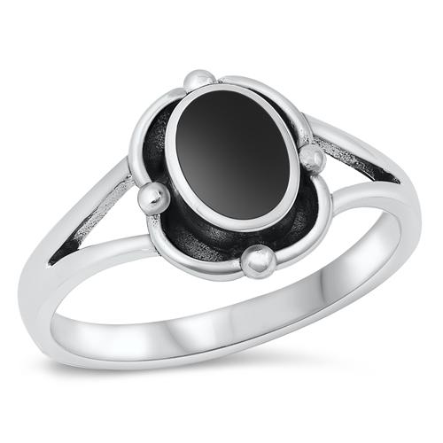 Sterling Silver Oxidized Black Agate Ring-1