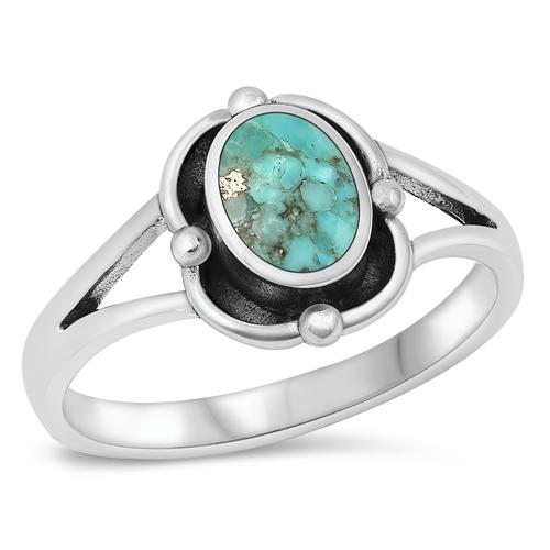 Sterling Silver Oxidized Genuine Turquoise Ring-1