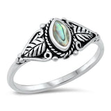 Sterling Silver Abalone Shell Stone Ring