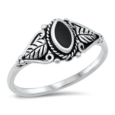 Sterling Silver Black Agate Stone Ring