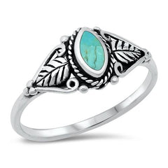 Sterling Silver Genuine Turquoise Stone Ring