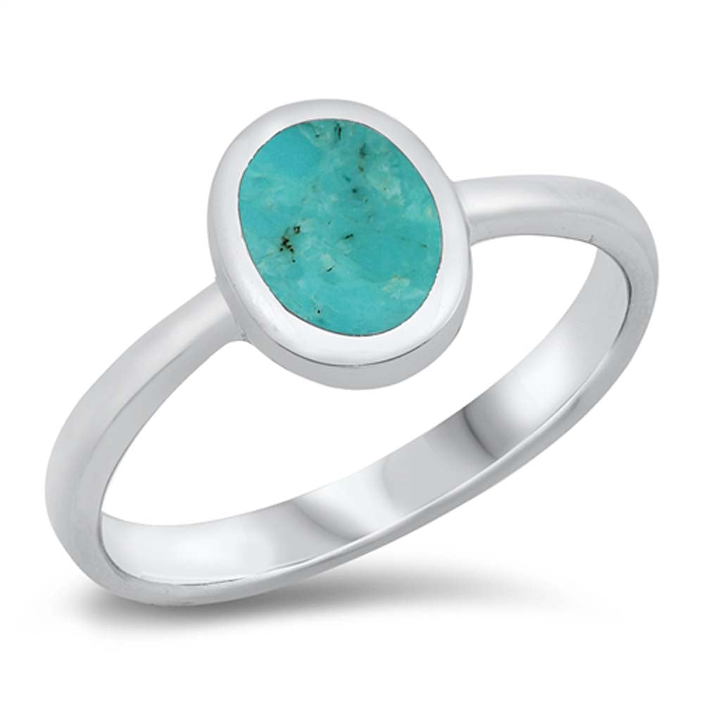 Sterling Silver Simulated Turquoise Stone Ring