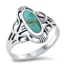 Load image into Gallery viewer, Sterling Silver Genuine Turquoise Stone Ring