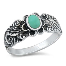 Load image into Gallery viewer, Sterling Silver Simulated Turquoise Stone Ring