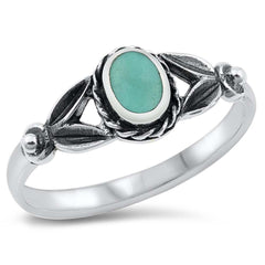 Sterling Silver Simulated Turquoise Stone Ring