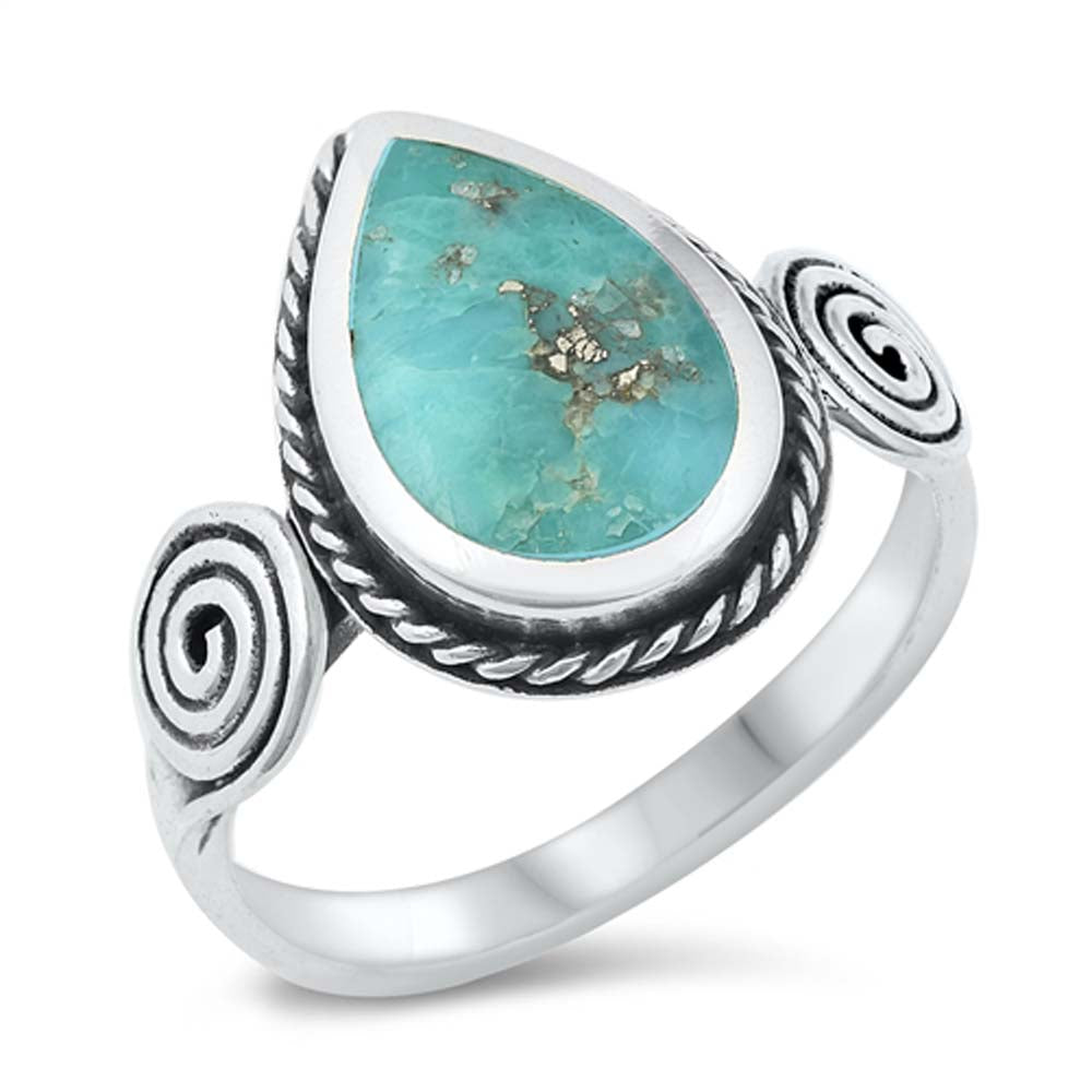 Sterling Silver Genuine Turquoise Stone Ring