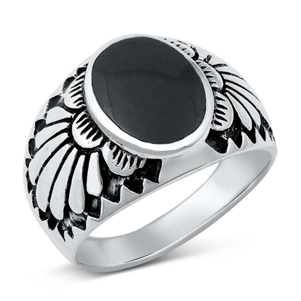 Sterling Silver Black Onyx Stone Ring