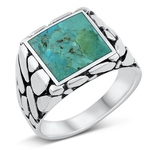 Sterling Silver Genuine Turquoise Stone Ring