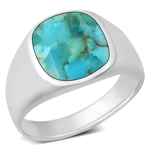 Sterling Silver Genuine Turquoise Stone Ring-14.5mm