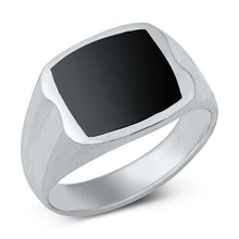 Load image into Gallery viewer, Sterling Silver Black Agate Square Stone Ring