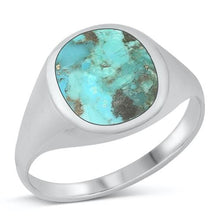 Load image into Gallery viewer, Sterling Silver Genuine Turquoise 15mm Stone Ring