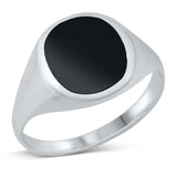 Sterling Silver Black Onyx 15mm Stone Ring