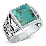 Sterling Silver Oxidized Genuine Turquoise Stone Ring-14.8mm