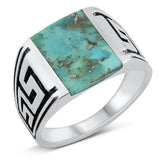 Sterling Silver Oxidized Genuine Turquoise Stone Ring-13.8mm