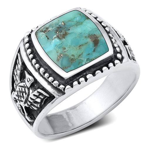 Sterling Silver Genuine Turquoise Stone Ring