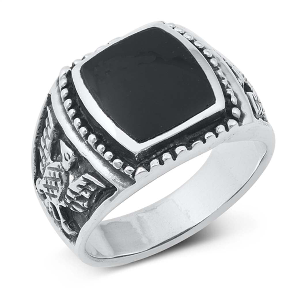 Sterling Silver Black Onyx Stone Ring
