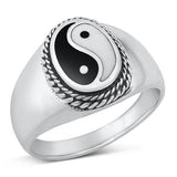 Sterling Silver Yin Yang Stone Ring-15.8mm