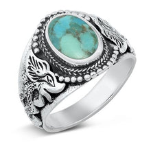 Load image into Gallery viewer, Sterling Silver Genuine Turquoise Stone Ring