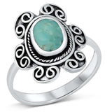 Sterling Silver Simulated Turquoise Stone Ring