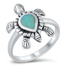 Load image into Gallery viewer, Sterling Silver Simulated Turtle Turquoise Stone Ring