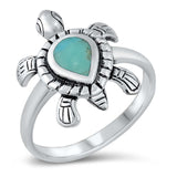 Sterling Silver Simulated Turtle Turquoise Stone Ring