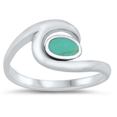 Sterling Silver Simulated Turquoise Stone Ring