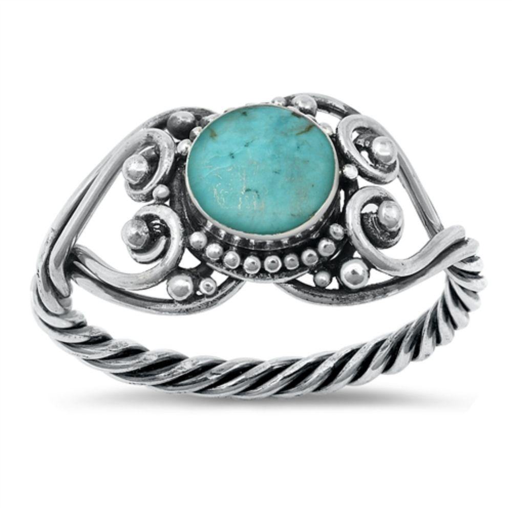 Sterling Silver Genuine Turquoise Ring - silverdepot