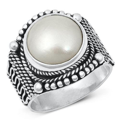 Sterling Silver Genuine Mabe Pearl Ring
