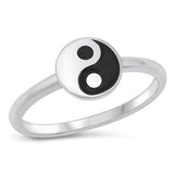 Sterling Silver Yin Yang With Stone Ring