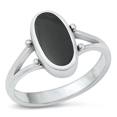 Sterling Silver Black Agate Stone Ring