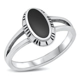 Sterling Silver Black Agate Ring-12.5mm