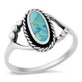 Sterling Silver Genuine Turquoise Stone Ring