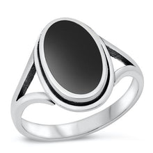 Load image into Gallery viewer, Sterling Silver Oxidized Black Agate Ring-16.4mm