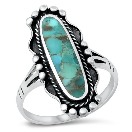 Sterling Silver Genuine Turquoise Ring-29.5mm