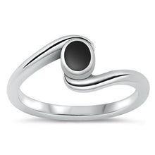 Load image into Gallery viewer, Sterling Silver Black Agate Ring-9mm
