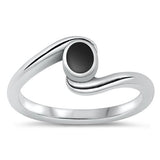 Sterling Silver Black Agate Ring-9mm