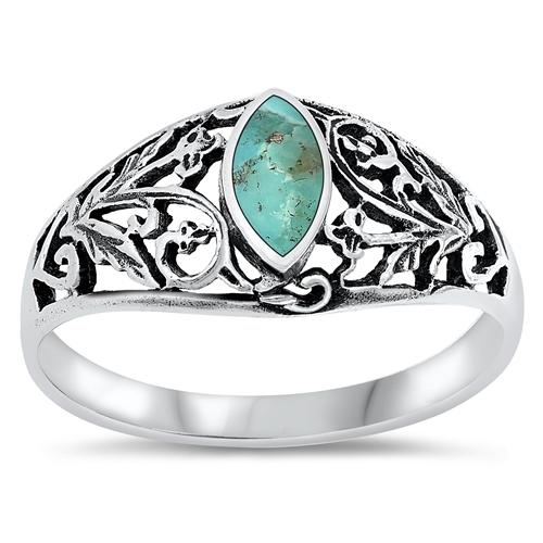 Sterling Silver Genuine Turquoise Stone Ring