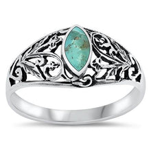 Load image into Gallery viewer, Sterling Silver Genuine Turquoise Stone Ring