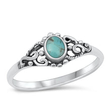 Load image into Gallery viewer, Sterling Silver Crown Genuine Turquoise Stone Ring