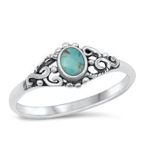 Sterling Silver Crown Genuine Turquoise Stone Ring