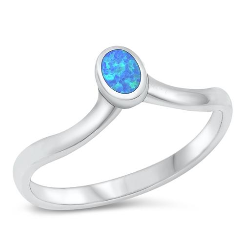 Sterling Silver Blue Lab Opal Ring-5.7mm