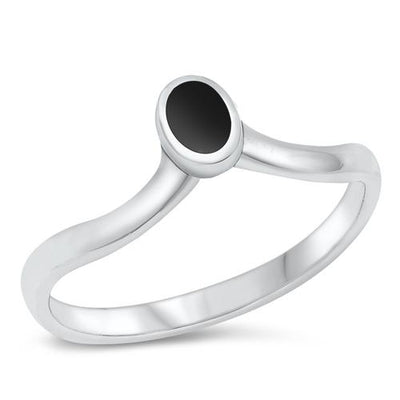 Sterling Silver Black Agate Ring-5.7mm