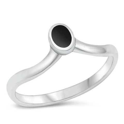 Sterling Silver Black Agate Ring-5.7mm