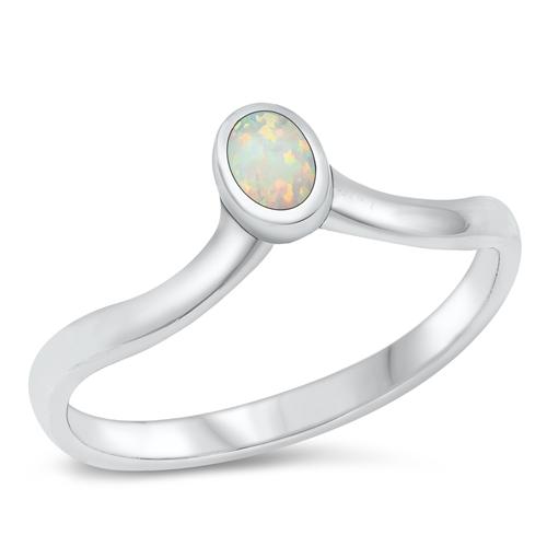 Sterling Silver White Lab Opal Ring-5.7mm