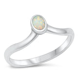 Sterling Silver White Lab Opal Ring-5.7mm