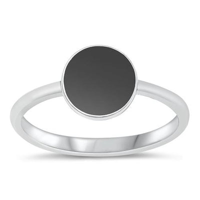 Sterling Silver Black Agate Stone Ring